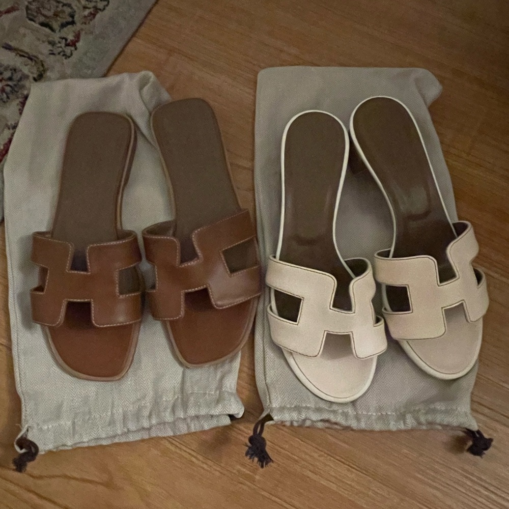 Bundle Women's leather Slide Sandals slippers
